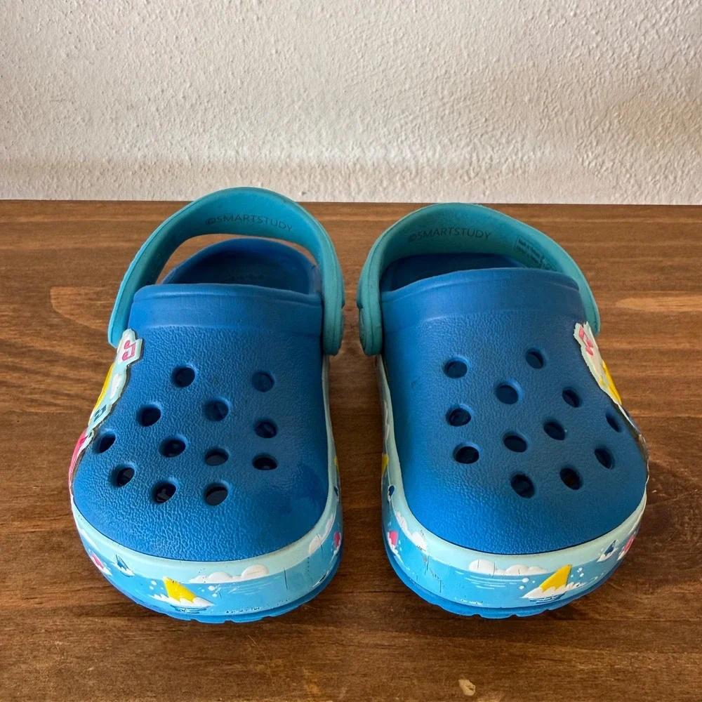 Crocs Fun Lab Baby Shark Blue Clogs Toddler Kids C4 Pinkfong Slip On Shoes